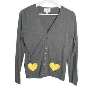Antoni & Alison Long Sleeve V-Neck Button Front Cardigan Sweater Gray Women's L